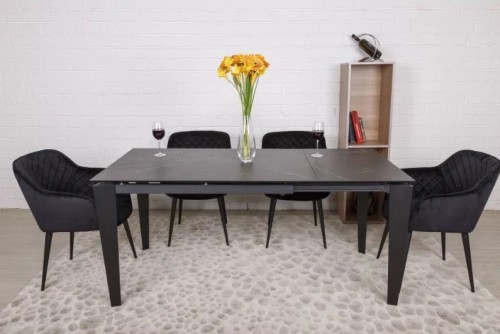 ​Стол обеденный ALTA Керамика черный 120 (50) * 80 * 76 Nicolas